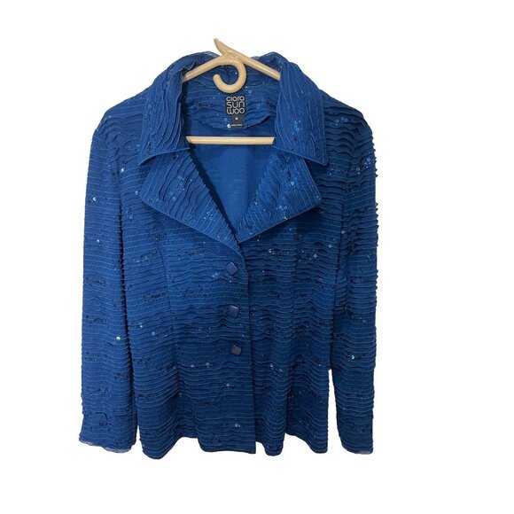 Ciara Sun Woo Top Size 1X Plus Size Blue Color Jacket Blouse With Buttons Womens - Picture 1 of 6